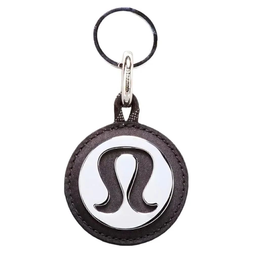 Lululemon Mirror Logo Keychain Bag Charm Clip Black Silver NWT Gift Idea
